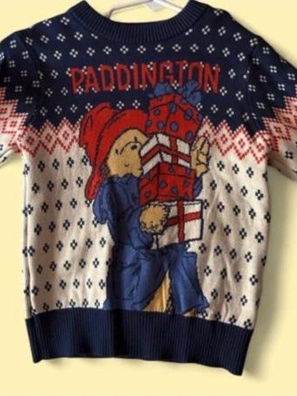 Paddington Navy and Cream Graphic Holiday Sweater for toddler 4t